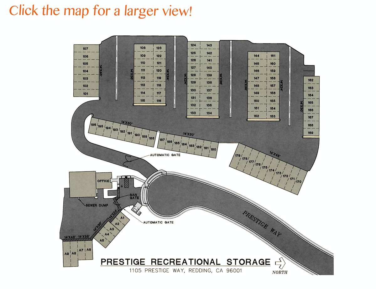 Site Map for Prestige Recreational Storage